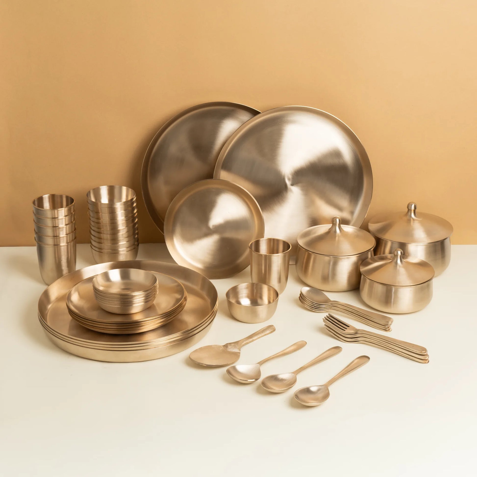 Kansawala kansa thali set 56 piece, matte finish