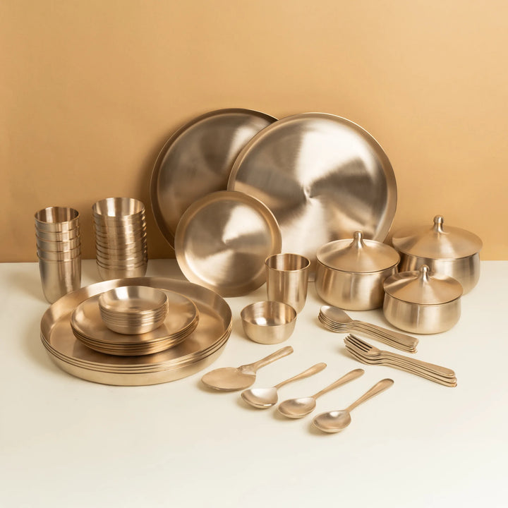 Kansawala kansa thali set 56 piece, matte finish
