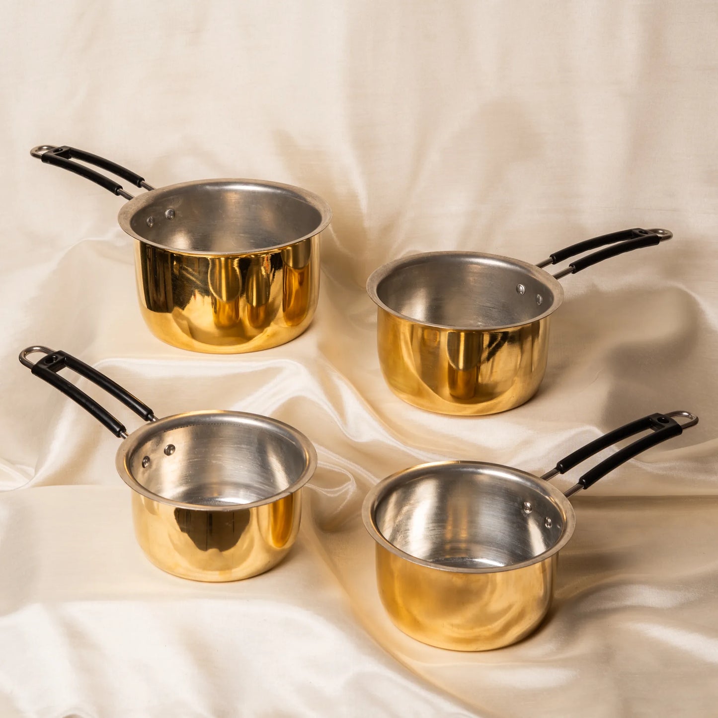 Kansawala set of 4 brass saucepans 1l 1 5l 2l 2 5l