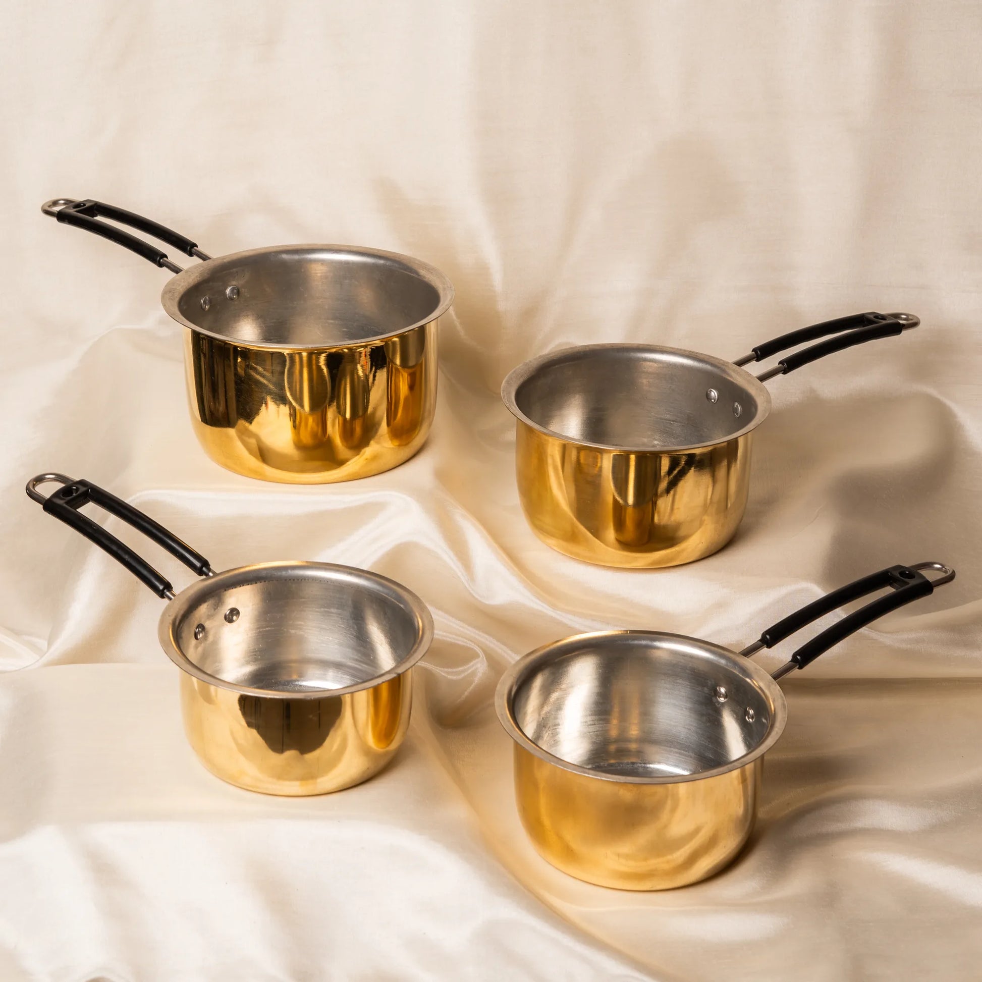 Kansawala set of 4 brass saucepans 1l 1 5l 2l 2 5l
