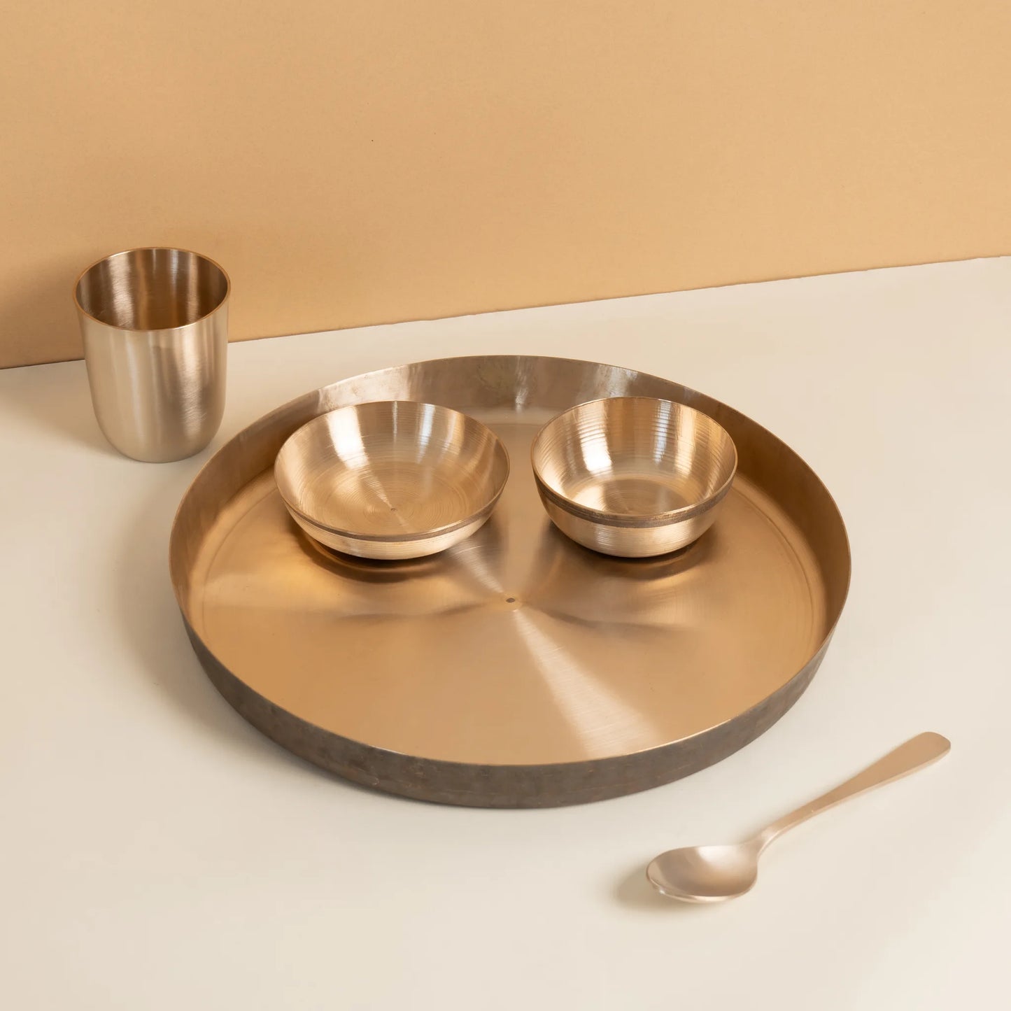 Kansawala kansya bronze thali set 12 handmade, hand-beaten kansa
