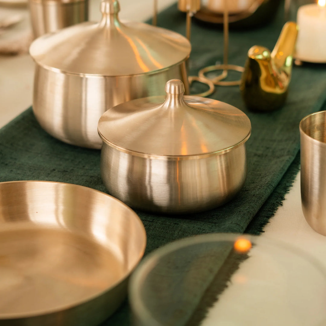 Kansawala kansya bronze thali set, hand-beaten, view 12