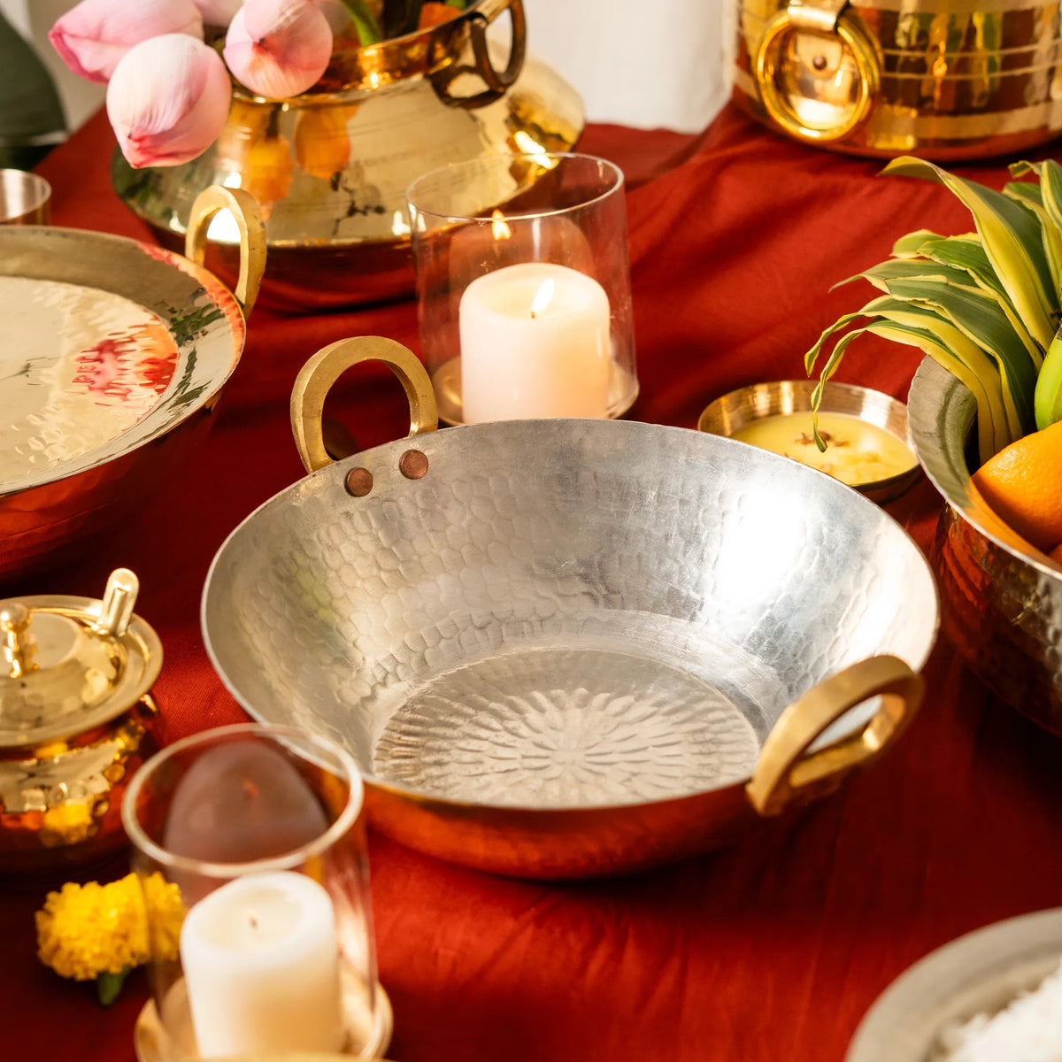 Kansawala peetal kadhai tin coated brass