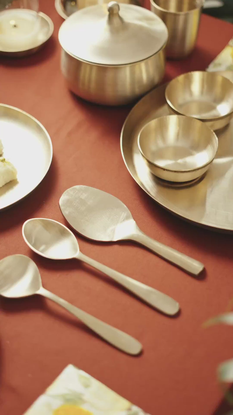 Kansawala kansa serving spoon 3 piece matte product video